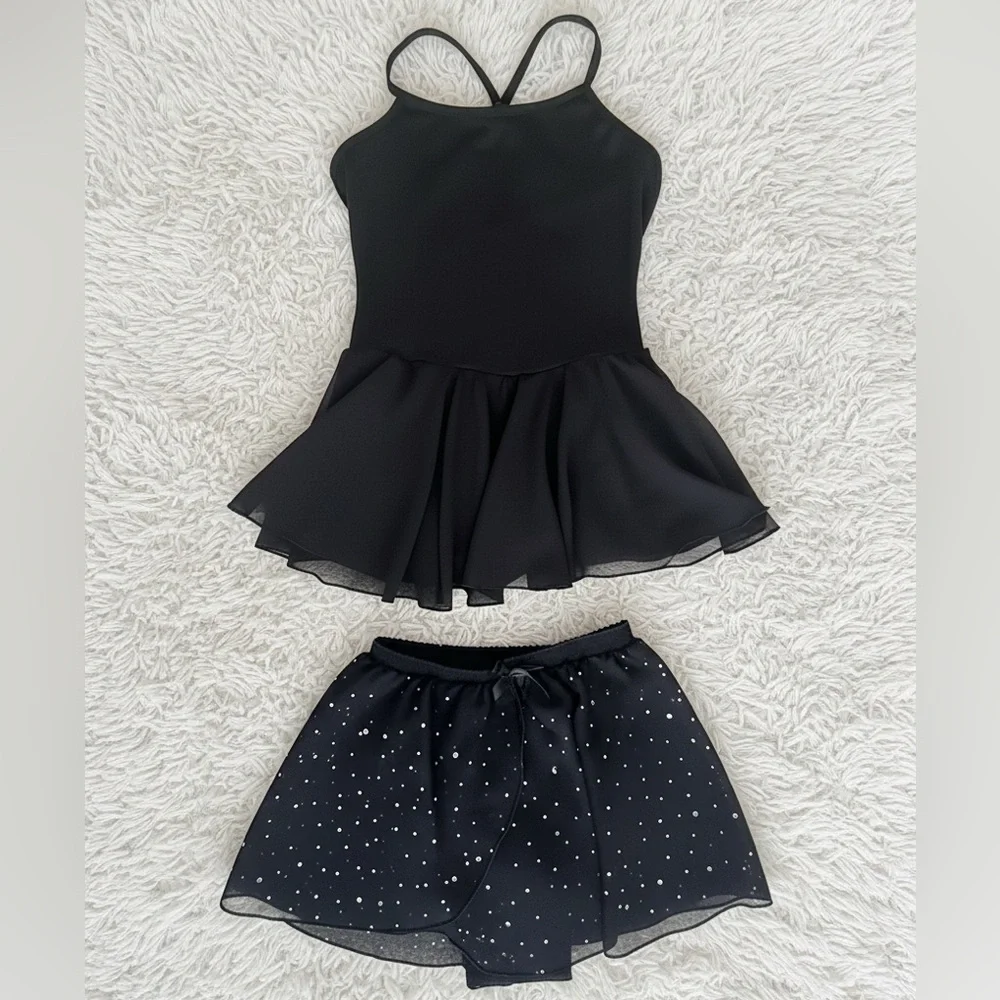 Girls ballet dance leotard with extra tulle sparkle skirt 5T - Picture 1 of 3